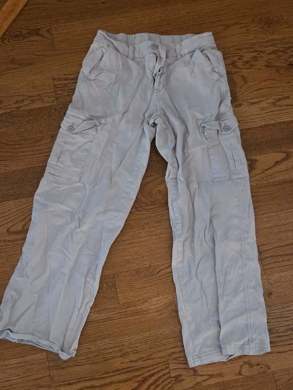 American Eagle Outfitters Light Gray Wide Leg Cargo Jumpsuit Pants